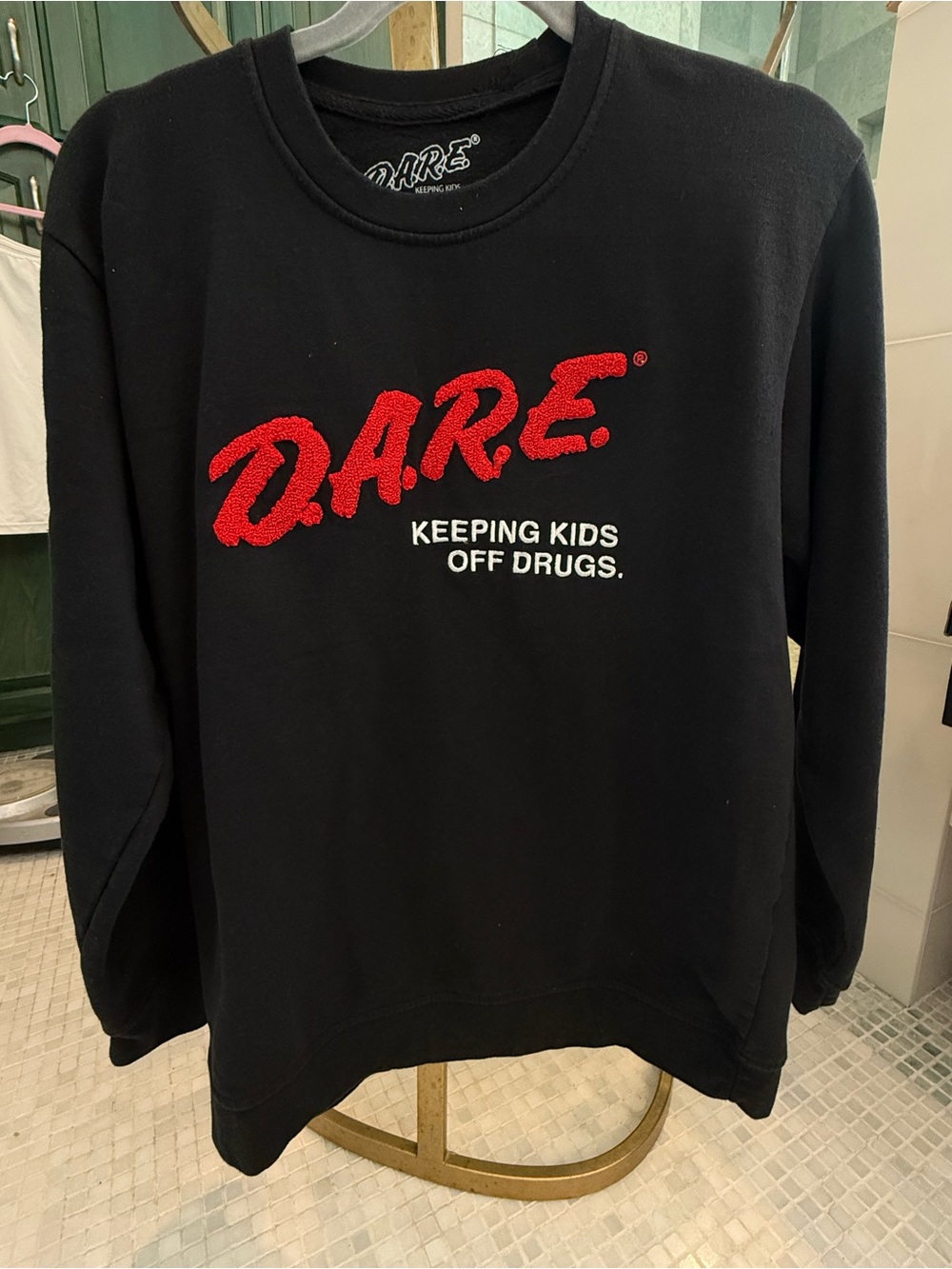 DARE Black Crewneck Sweatshirt with Red Logo